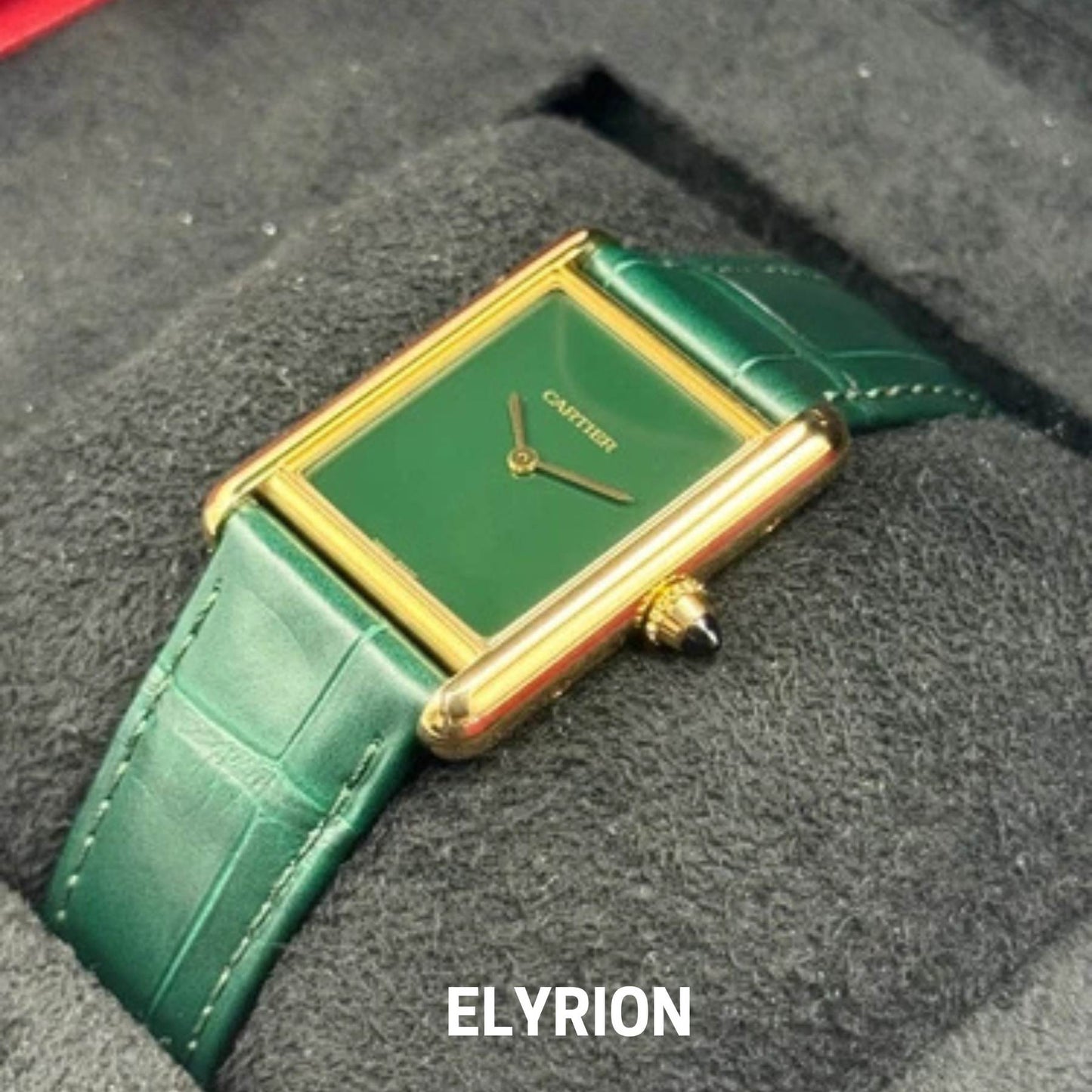 Montre Femme - Tank Louis Vert & Gold