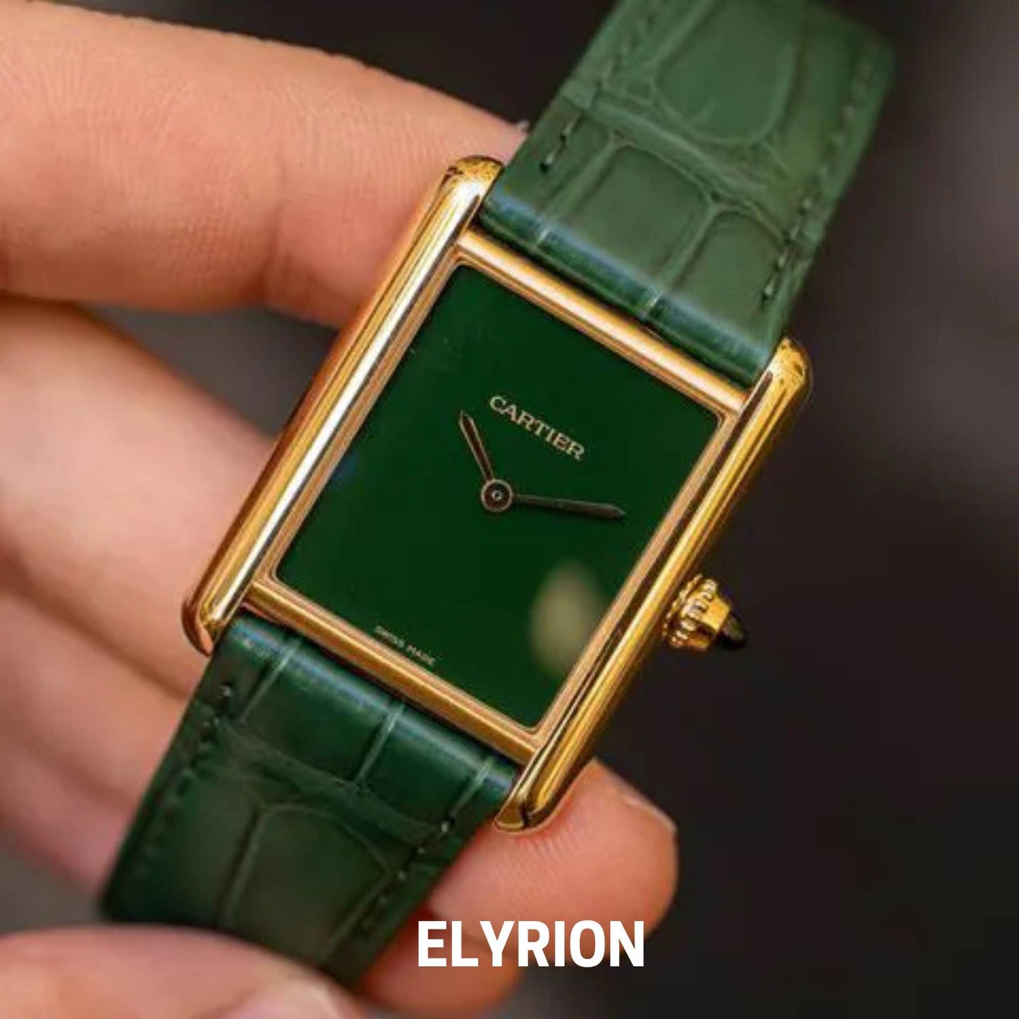 Montre Femme - Tank Louis Vert & Gold