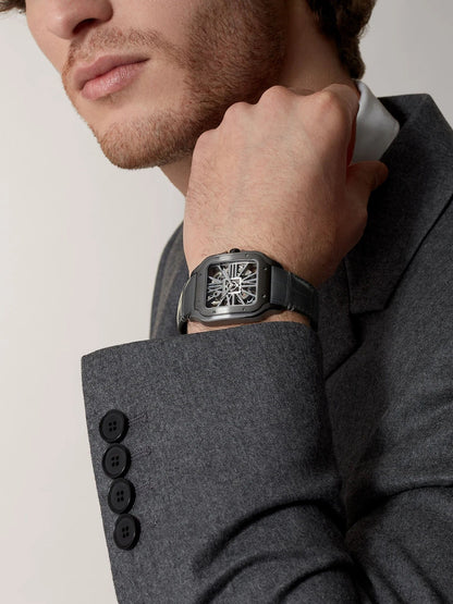 Cartier Santos skeleton cuir large model