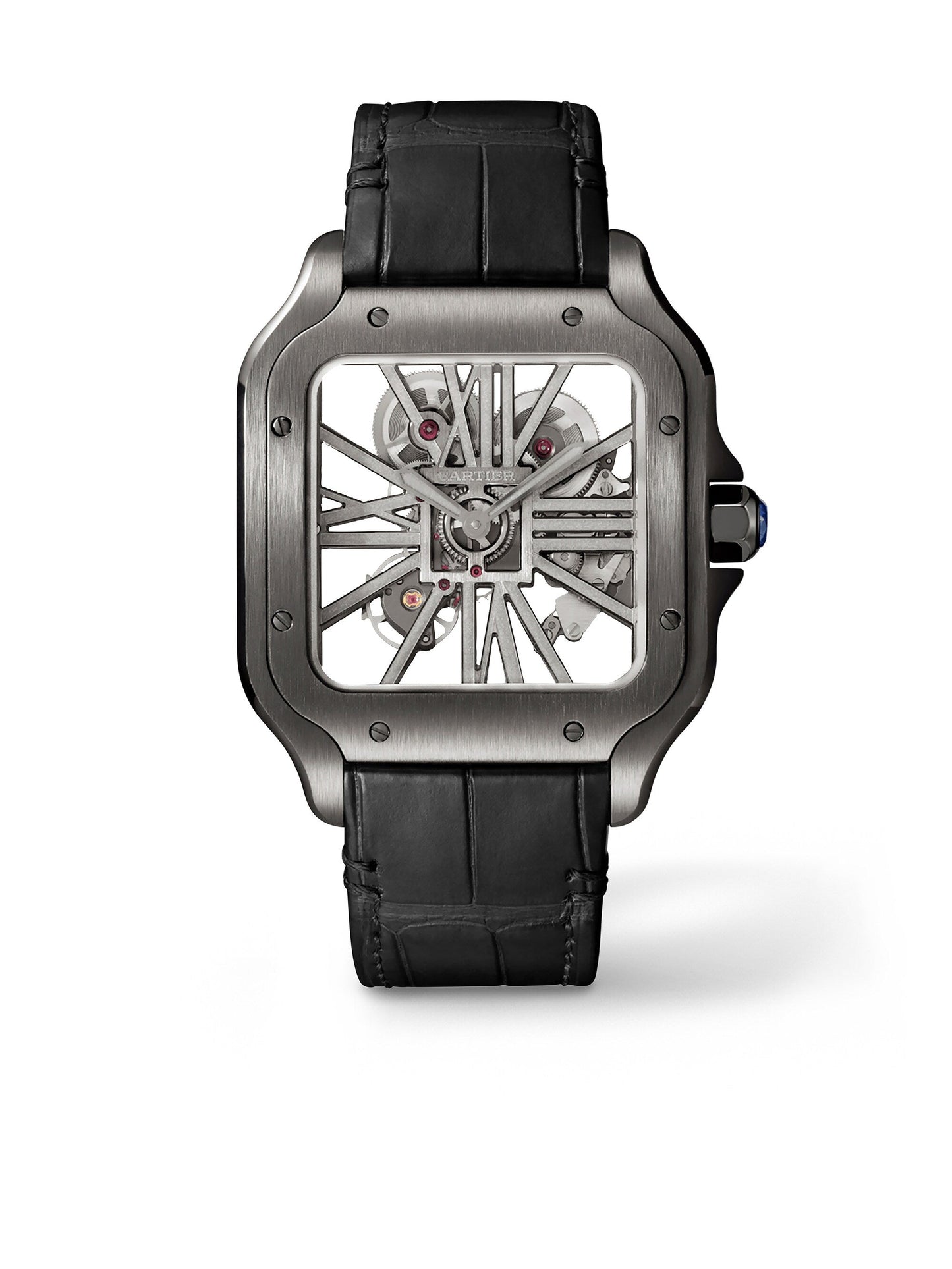 Cartier Santos skeleton cuir large model