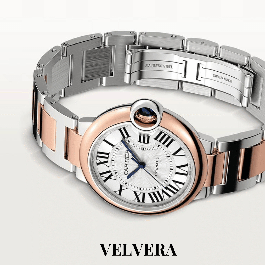 Montre Femme - Ballon Bleu Acier & Or Rosé