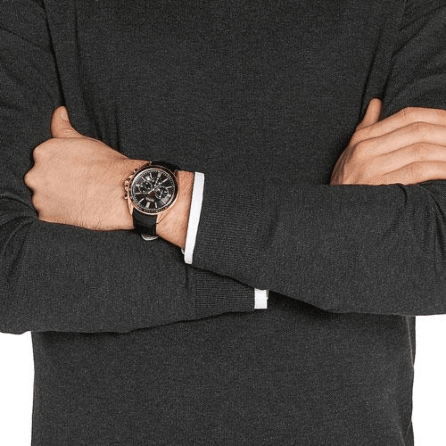 Montre Homme HB - 1513092 Chronographe en Cuir Noir